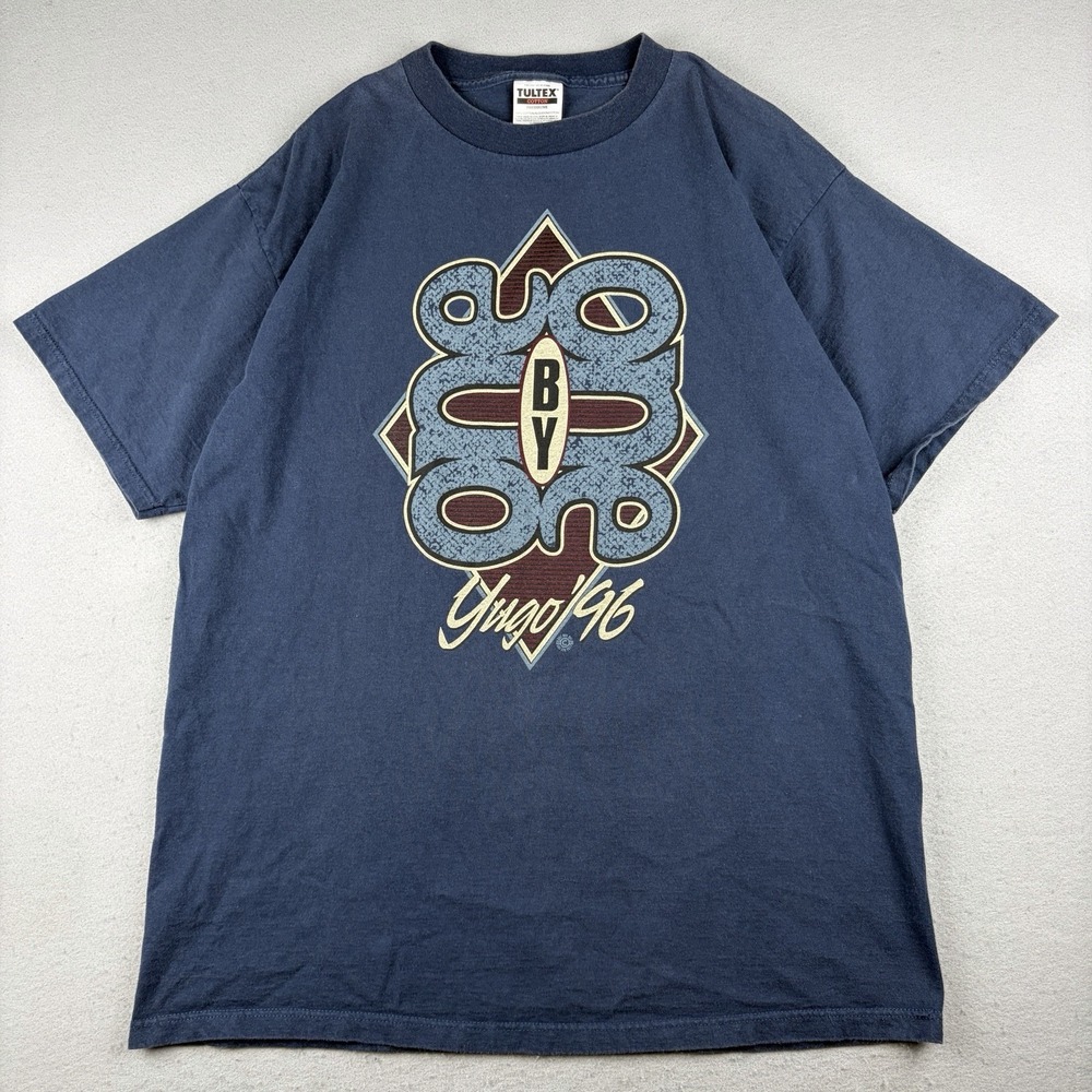 Vintage 1996 Go By 96 Graphic T Shirt Men's XL Blue Tultex Made USA Fabric
